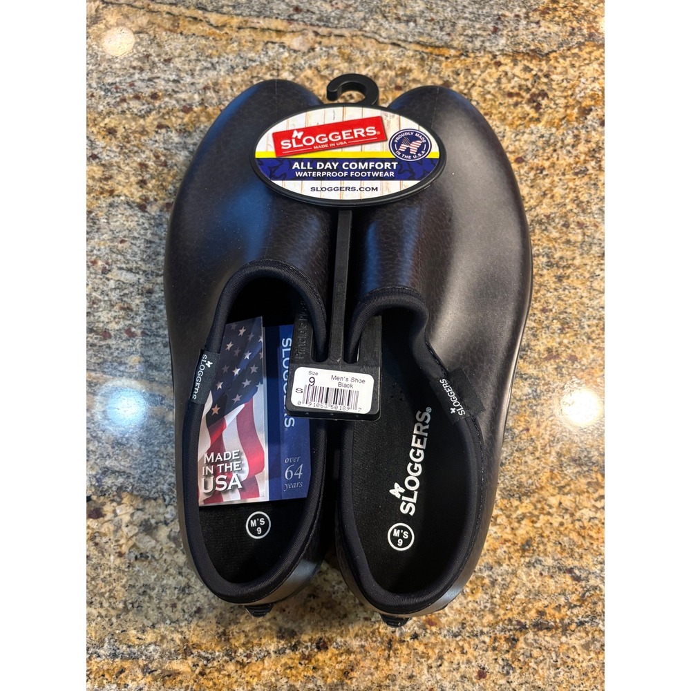 NWT Sloggers All Day Comfort Waterproof Footwear Men's Size 9 Black Slip On